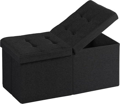 30-INCH Ottoman with Storage, Footrest Storage Bench, End of Bed Bench Coffee Table for Living Room, Bedroom, Entryway (Black)