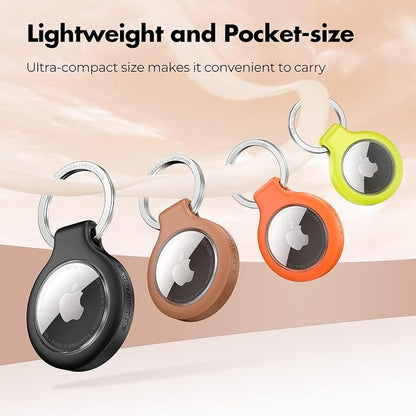 UNBREAKcable 360° Protective Holder for AirTag, [4-Pack] AirTags Keyring [Full Cover] [Scratch-Resistant] [Pefect Fit] [304 Stainless Steel] Keychain for AirTag TPU Case for Key, Luggage, Pet Collar