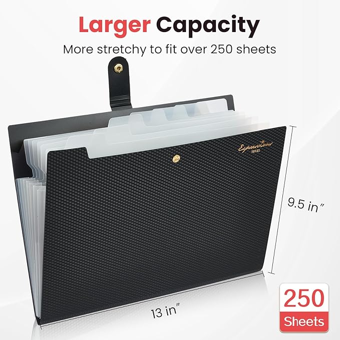 Sooez Accordion File Organizer, Letter Size Expanding File Folder with Labels, 8 Pocket Folders for Document, Portable Paper Bill Receipt Organizer for Home School Office Supplies, A4 Size, Off White