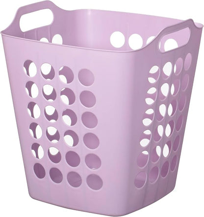 Flexible Plastic Laundry Basket - Square Storage Hamper with Side Handles for Easy Carrying - Versatile Organizer for Laundry, and Household Storage, Purple 50 Litter
