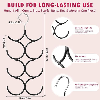 DOIOWN Tank Top Hanger,4 Pack Space Saving Hangers Bra Camisole Hanger,Small Closet Organizers and Storage for Dorm & Apartment Holds Camisoles,Bras,Scarfs,Ties,Belts