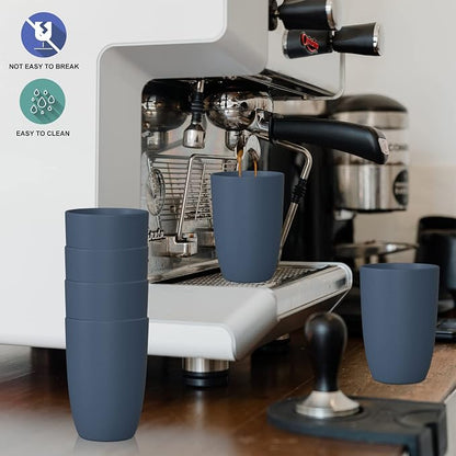 Wrova Wheat Straw Cups 6 PCS Good Alternative to Plastic Reusable Cups 12 oz Unbreakable Drinking Cup Reusable Dishwasher Safe Water Plastic Glasses Navy Blue