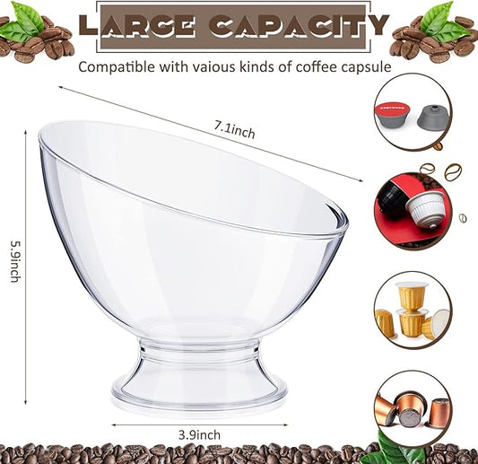 Zubebe 2 Pcs Clear Coffee Pod Holder, Large Plastic Coffee Organizer, Countertop Capsule Creamer Container, Versatile Candy Dish Salad Bowl Fruit Jar for Kitchen Office Bar
