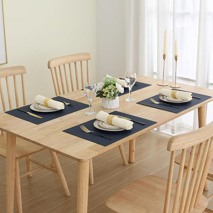 Homaxy Faux Leather Heat Resistant Placemats for Dining Table Set of 12, Waterproof Wipeable Washable PU Table Mats, Easy to Clean Anti-Slip Place Mats, 11.8" x 17", Navy Blue