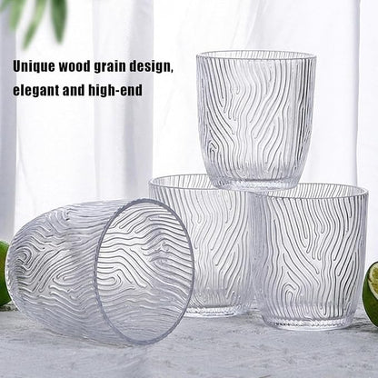 4 PCS Clear Acrylic Drinking Cups Reusable, Plastic Drinking Glasses, Acrylic Glasses Drinkware Stackable, Unbreakable Water Tumblers, Premium Textured, BPA Free, Dishwasher Safe, 330 ml/11.2 oz