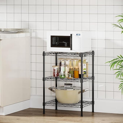 Orchidleaf 3-Tier Heavy Duty Wire Shelving Unit with Lockable Wheels, Metal Storage Rack for Garage, Pantry, Kitchen & Living Room, 39.4" H × 36.9" L × 18.6" D