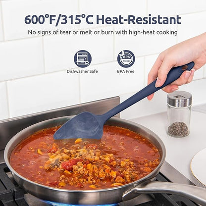 U-Taste 600ºF Heat Resistant Silicone Spatulas: Flexible Food-Grade Silicon Baking Scraper, Kitchen Cooking Mixing Utensils with Upgraded Sturdy Handle Tip for Nonstick Cookware (4-Pc., Midnight Blue)