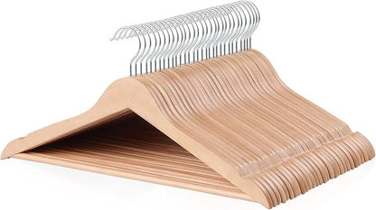 Amazon Basics Wood Suit Clothes Hangers, 30-Pack, Natural