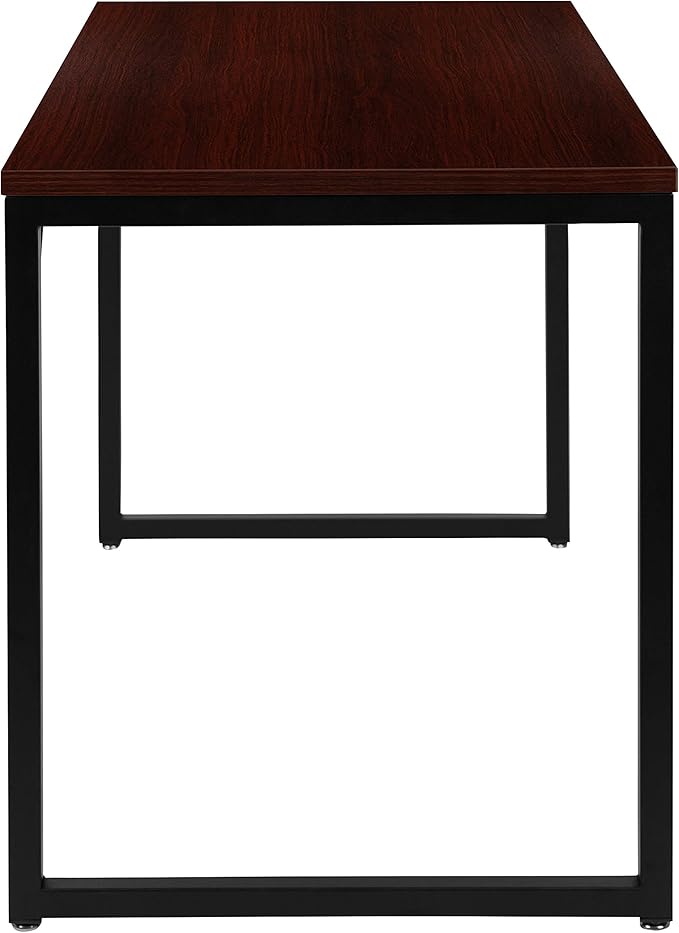 EMMA + OLIVER Industrial Modern Desk-47"L Commercial Grade Home Office Desk-Mahogany/Black
