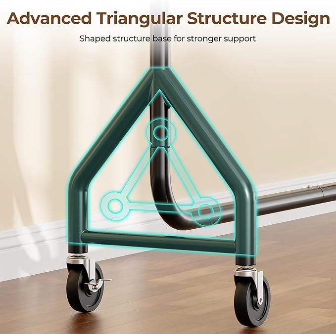 Clothes Clothing Rack, Rolling Heavy Duty Clothes Rack Load 420 LBS With Wheels, Metal Clothes Rack for Hanging Clothes, Portable Standing Clothes Garment Rack, Black,48 inches