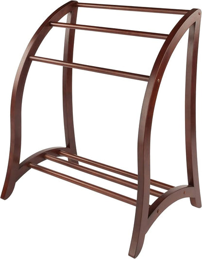 Winsome Wood Quilt Rack With 3 Rungs, Antique Walnut (94036)