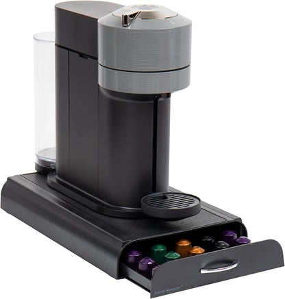 Mind Reader Single Serve Coffee Capsules Drawer, Holds 50 Small Capsules, Coffee Pod Drawer Organizer, Countertop Storage Base, Black
