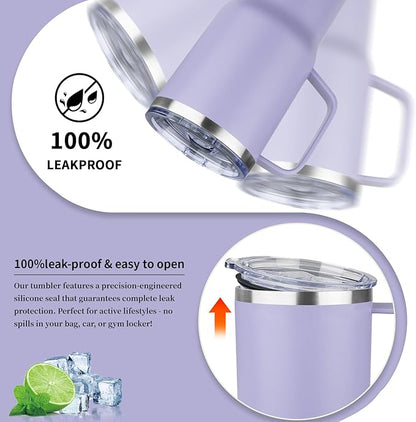 20oz Insulated Tumbler with Handle Stainless Steel Travel Coffee Mug with Lid and Straw Double Wall Vacuum Leak-proof Reusable Thermal Water Cup for Hot and Cold Drinks (Multicolor-6,4 Pack)