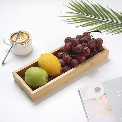 Bamboo Bathroom Tray, Bathroom Vanity Tray, Bathroom Trays for Counter, Toilet Tank Tray, Toilet Basket for Organizing (11.8 x 4.5 x 1.6 inch)