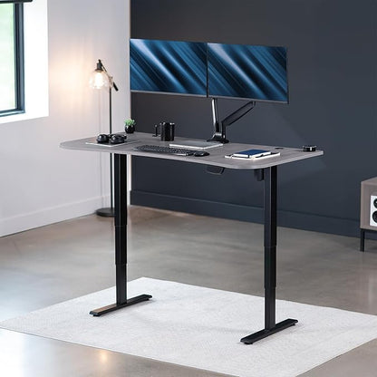VIVO Electric 63 x 32 in Standing Desk, Touch Screen Adjustment, 220 lb Frame Support, 2E Series, Dark Gray Top Black Frame, DESK-KIT-2EBG