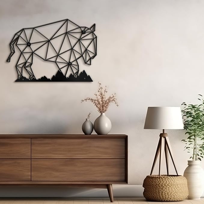SIGNLEADER Metal Wall Art Decor Cow Wildlife Modern Abstract Wall Sculpture Hangings Home Decoration for Living Room, Bedroom, Bathroom, Kitchen, Outdoor - 18" Black