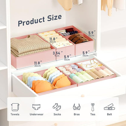DIMJ Drawer Organizer Clothes Storage - 28 Pack Baby Dresser Organizer for Nursery, Foldable Closet Drawer Organizer Bins for Bedroom Organization, Fabric Storage Dividers for Socks, Underwears, Bras