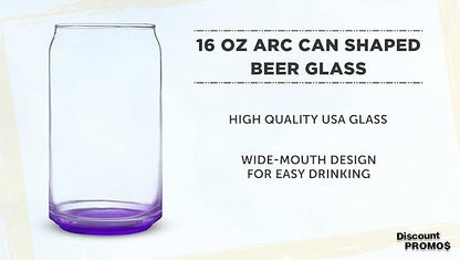 DISCOUNT PROMOS Beer Can Glasses Set of 10, 16 oz. Pint Sized, Soda Can Shape, Glassware, Purple
