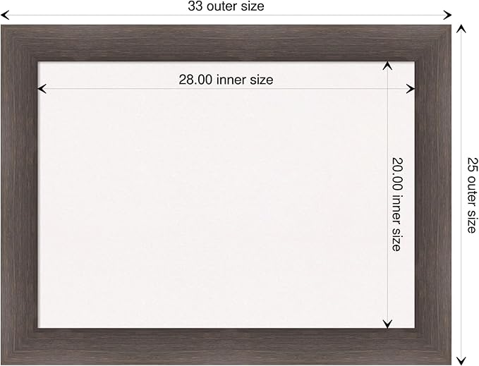 Amanti Art White Cork Board for Wall, 25x33 Vision Board with Brown Wood Frame, Medium Corkboard Office Decor for Home Organization, Rustic Farmhouse Corkboard Pinboard to display items for home
