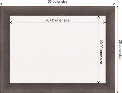 Amanti Art White Cork Board for Wall, 25x33 Vision Board with Brown Wood Frame, Medium Corkboard Office Decor for Home Organization, Rustic Farmhouse Corkboard Pinboard to display items for home