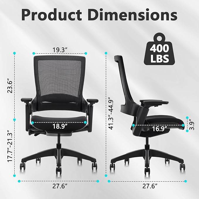CLATINA Office Chair Swivel Executive Chair, Adjustable Ergonomic Computer Chair with 3D Armrest and Lumbar Support, Mesh Backrest Task Chair for Home Office Conference Room, Studio, 2 Pack
