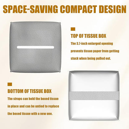 Funny Highland CowTissue Box Cover 2PCS, Leather Tissue Box Holder Square Facial Paper Case Tissue Box Cube Organizer for Bathroom Bedroom Desk Office