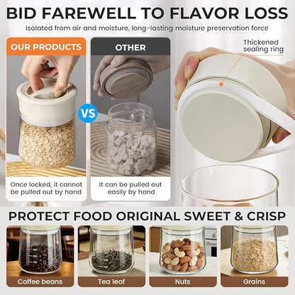 MOODTALK Overnight Oats Containers with Lids 2026 Upgrade - 17oz Glass Mason Jars- Anti-Slip Design Borosilicate Glass Storage Tank - Moisture-Proof Oat Snack Can