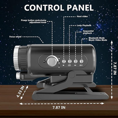 Planetarium 3D Galaxy Projector, Built-in 60 Scene Modes, with Bluetooth Speaker & Remote Control, Star Projector Light for Living Room Bedroom, forr Gifts for Kids, Adult（Robot Dog Black）