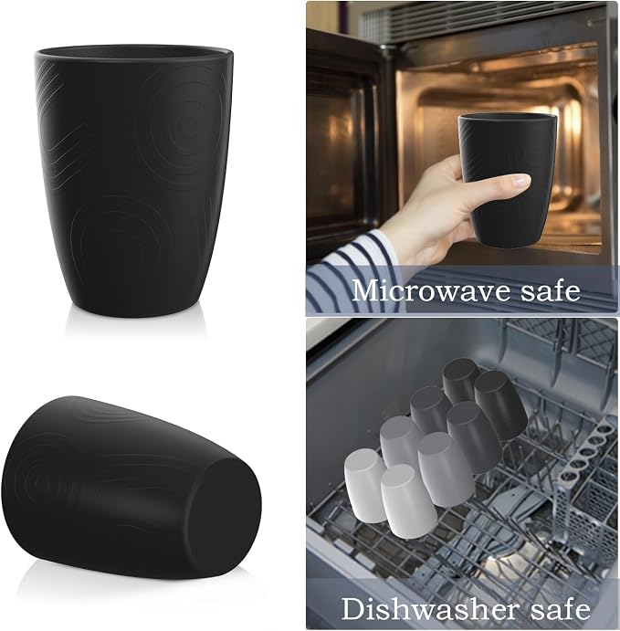 Wrova Wheat Straw Cups 8 PCS Good Alternative to Plastic Cups 12 oz Unbreakable Drinking Cup Reusable Dishwasher Safe Water Plastic Glasses Kids Tumbler with 4 Colors