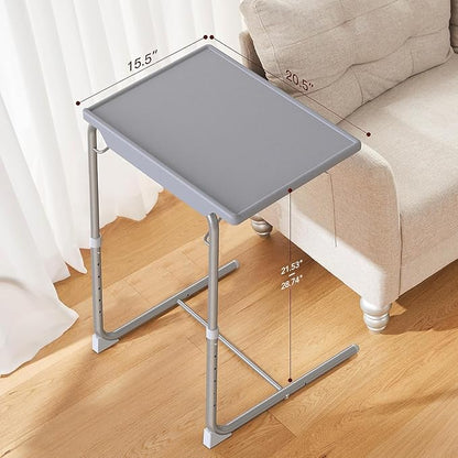 HUANUO Adjustable TV Tray Table - TV Dinner Tray on Bed & Sofa, Comfortable Folding Table with 6 Height & 3 Tilt Angle Adjustments (Gray)