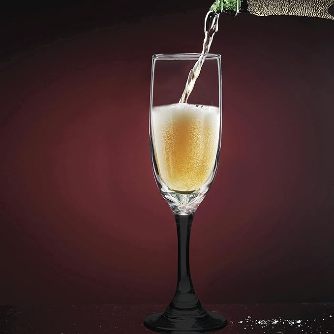DISCOUNT PROMOS Premiere Champagne Flutes 6.25 oz. Set of 10, Bulk Pack - Elegant Drinkware for Weddings, Events, & Promotional Gifts - Black