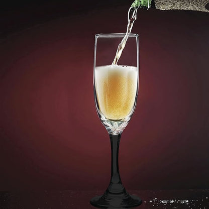 DISCOUNT PROMOS Premiere Champagne Flutes 6.25 oz. Set of 10, Bulk Pack - Elegant Drinkware for Weddings, Events, & Promotional Gifts - Black
