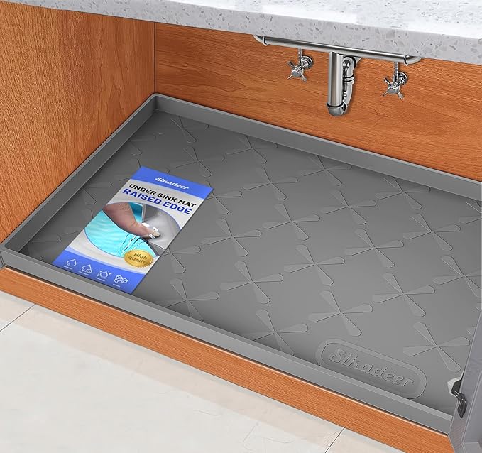 SIKADEER 31" x 19" Under Sink Mat Waterproof, Silicone Mat Kitchen Drawer Shelf and Cabinet Liner, Sink Protector for Kitchen Organizers and Storage, Boot Tray Pet Food Mats