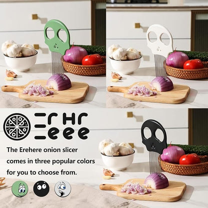 Stainless Steel Onion Cutter & Egg Slicer – Multi-Function Vegetable Cutter and Herb Stripper for Avocados, Tomatoes, and Potatoes (Green)