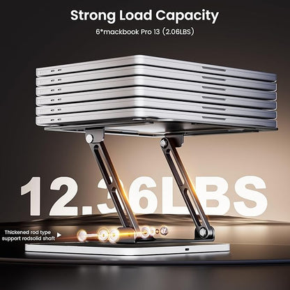 JOYEKY RGB Laptop Stand for Desk, Adjustable Ergonomic Laptop Riser with 360° Rotating Base, Foldable & Portable Computer Stand, Suitable for All 10-16” Laptops