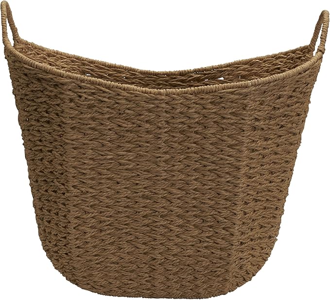 Household Essentials Natural Paper Rope Basket with Handles, Natural Woven Woven Storage Basket, Great for Decoration or Organization