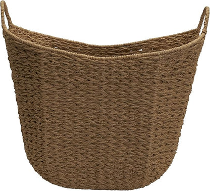 Household Essentials Natural Paper Rope Basket with Handles, Natural Woven Woven Storage Basket, Great for Decoration or Organization
