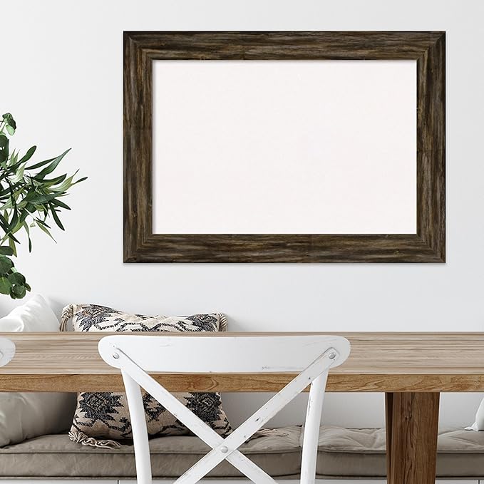 Amanti Art White Cork Board for Wall, 21x29 Vision Board with Brown Wood Frame, Medium Corkboard Office Decor for Home Organization, Country Rustic Corkboard Pinboard to Display Items for Home