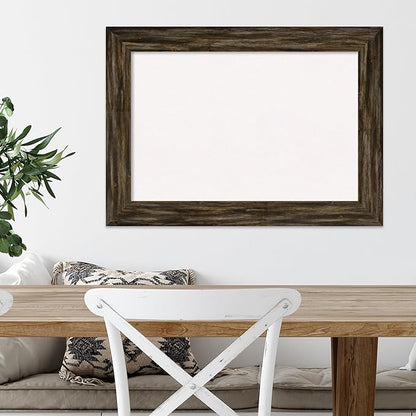 Amanti Art White Cork Board for Wall, 21x29 Vision Board with Brown Wood Frame, Medium Corkboard Office Decor for Home Organization, Country Rustic Corkboard Pinboard to Display Items for Home
