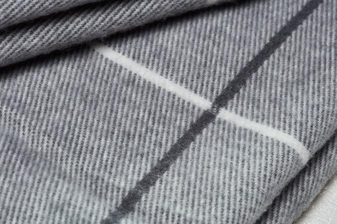 Arus Acrylic Highlands Collection Queen Size Tartan Plaid Design Throw Blanket Gray, 60x80 inches