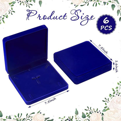 Yinkin 6 Pcs Velvet Jewelry Set Box Jewelry Display Case Earring Ring Bracelet Necklace Gift Box Pearl Necklace Storage Case for Mother's Day Wedding Travel Anniversary(Royalblue)