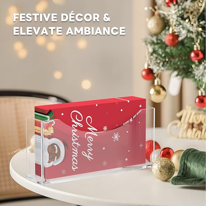 2-Pack Value Acrylic Napkin Holder, Clear Waterproof Vertical Guest Towel Holder, Disposable Hand Towels Tray for Bathroom/Hotel/Kitchen/Dining Table