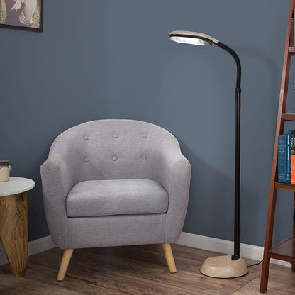 Bedford Home Floor Lamp - Full Spectrum Natural Sunlight Lamp with Bendable Neck - Reading, Craft, and Esthetician Light (Light Woodgrain)