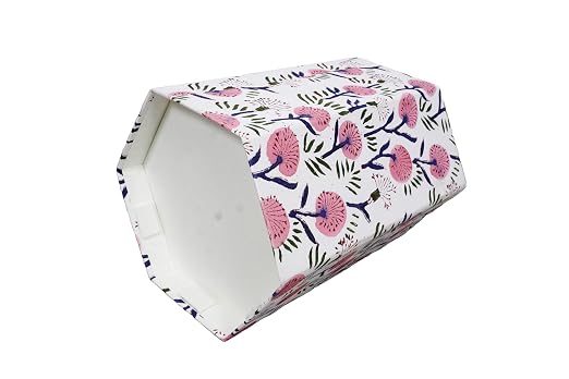 3.3 Gallon Cotton Hand Block Printed Paper Waste Basket |Small Decorative Trash Can for Housewarming Gifts in Living Room, Bedroom, Bathroom | Eco-Friendly, Plastic-Free (1, White Pink FLOWAR)