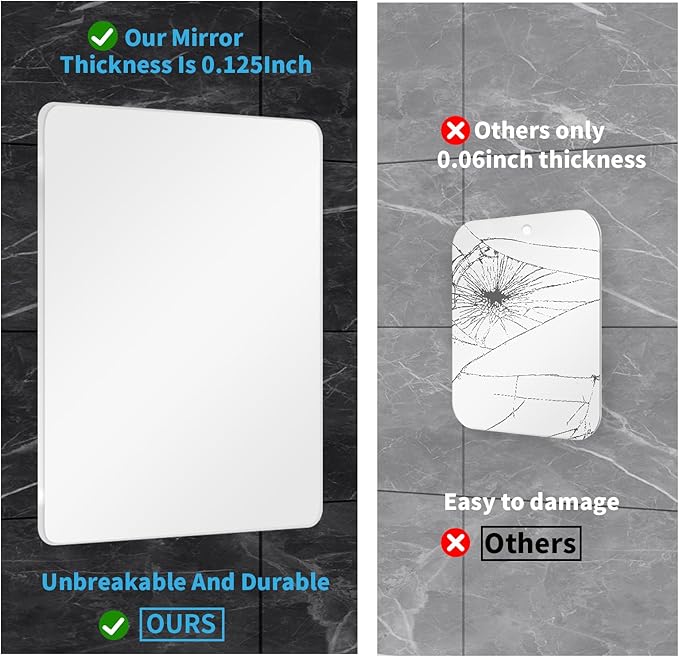 Fogless Shower Mirror, Large(10.2x7.8in) & Includes 2 Adhesive Hooks, Easy Install & Unbreakable & Super Thick, Fog Free (No Fog) Shower Mirror for Shaving
