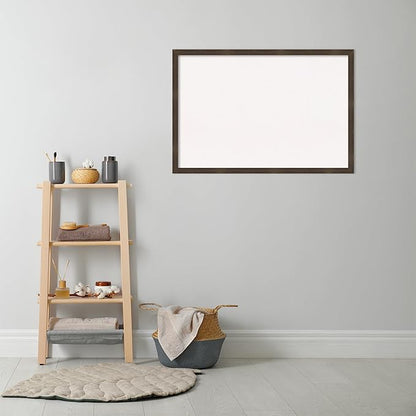 Amanti Art White Cork Board for Wall, 26x38 Vision Board with Brown Wood Frame, Large Corkboard Office Decor for Home Organization, Casual Corkboard Pinboard to display items for home organization