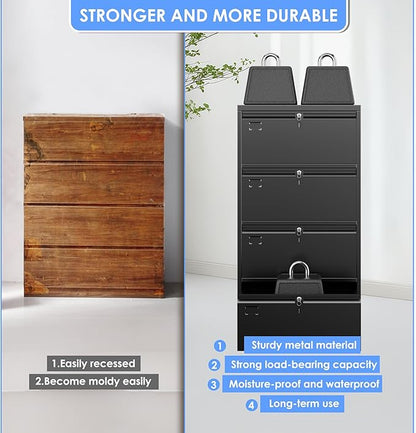 57.17"H Lateral File Cabinet with 4 Drawer,Metal Wide Filing Cabinet with 4 Locks and Business Card Slot for Home Office School Hanging Letter/Legal/F4/A4 Size Folders,Required Assembly,Black
