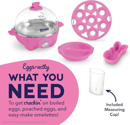 PEEPS & Dash Rapid Egg Cooker - Boiler, Poacher & Steamer - Includes Measuring & Recipe Guide - Dishwasher Safe - BPA Free - Holds 7 Eggs, Pink
