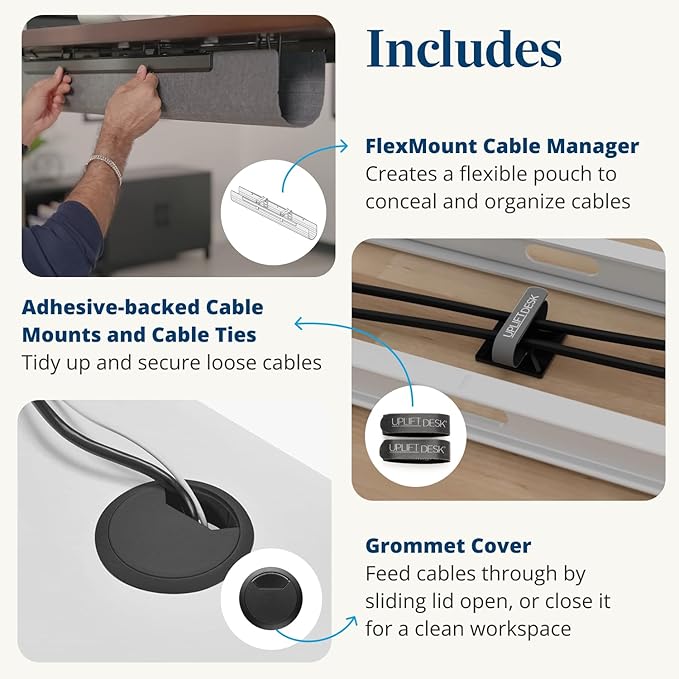 UPLIFTDESK V3 2-Leg White Laminate Wood Standing Desk – Adjustable Height, Advanced 1-Touch Memory Keypad, Under Desk Cable Management, Wire Grommets & Rocker Board (Black C-Frame, 48 x 30 inch)