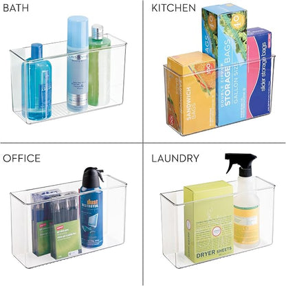 iDesign AFFIXX Plastic Wall Mount Organizer for Kitchen Bathroom, Office, Bedroom, Garage, Craft Room, 3.5" x 11" x 6.5", Clear | For Kitchen, Bathroom, Office, Bedroom, Garage, Craft Room